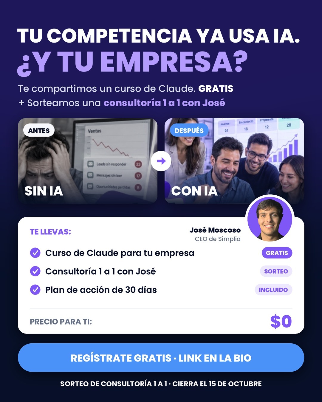 Curso de IA gratis y sorteo de una consultoría 1 a 1 con José Moscoso